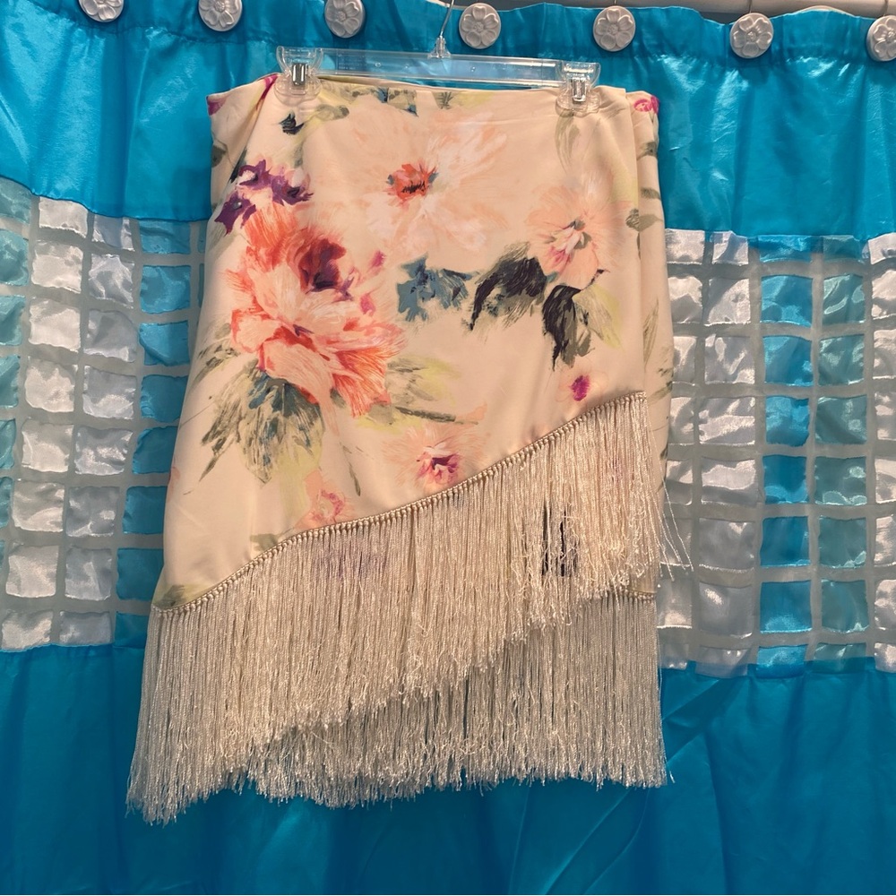 Floral Fringe Skirt - Multicolor